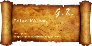 Geier Kálmán névjegykártya